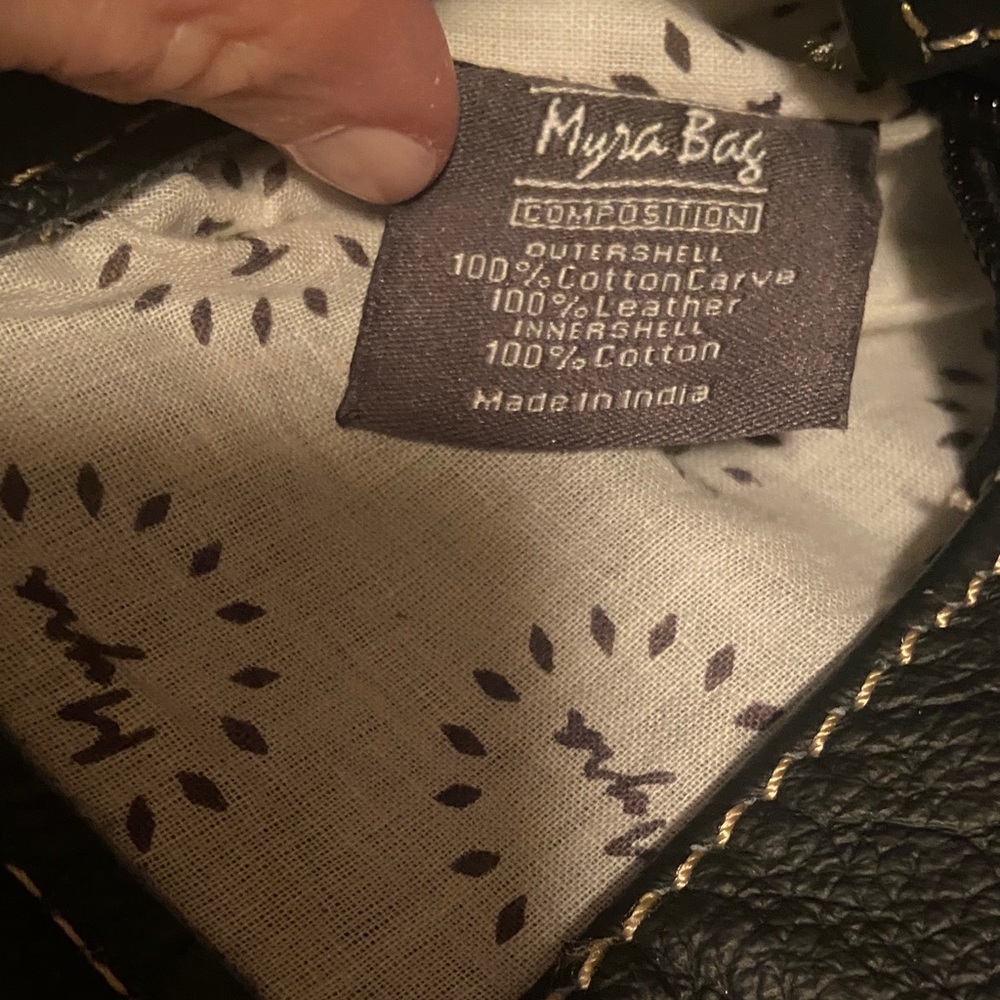 Myra Bag Black and Tan Antiquated Leather & Hairon Snake Print Bag - Picture 12 of 15